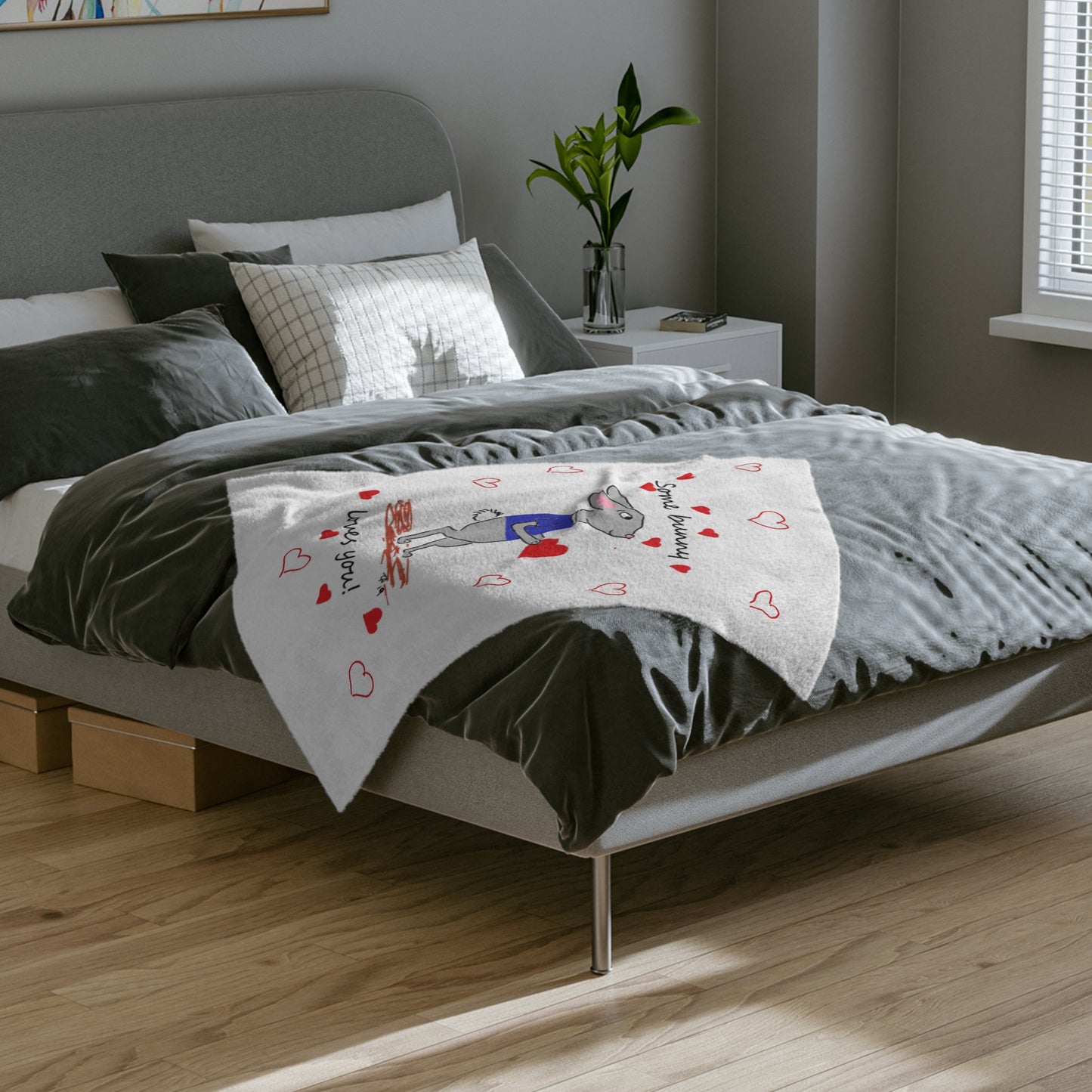 Some Bunny Loves You - Velveteen Microfiber Blanket