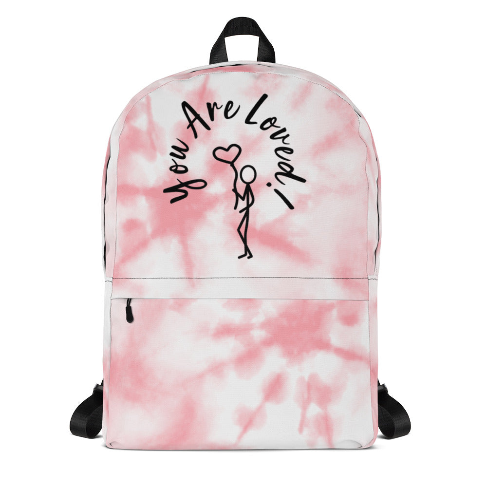 Backpack - You Are Loved - Stick Figure w/Balloon and pink dyetie