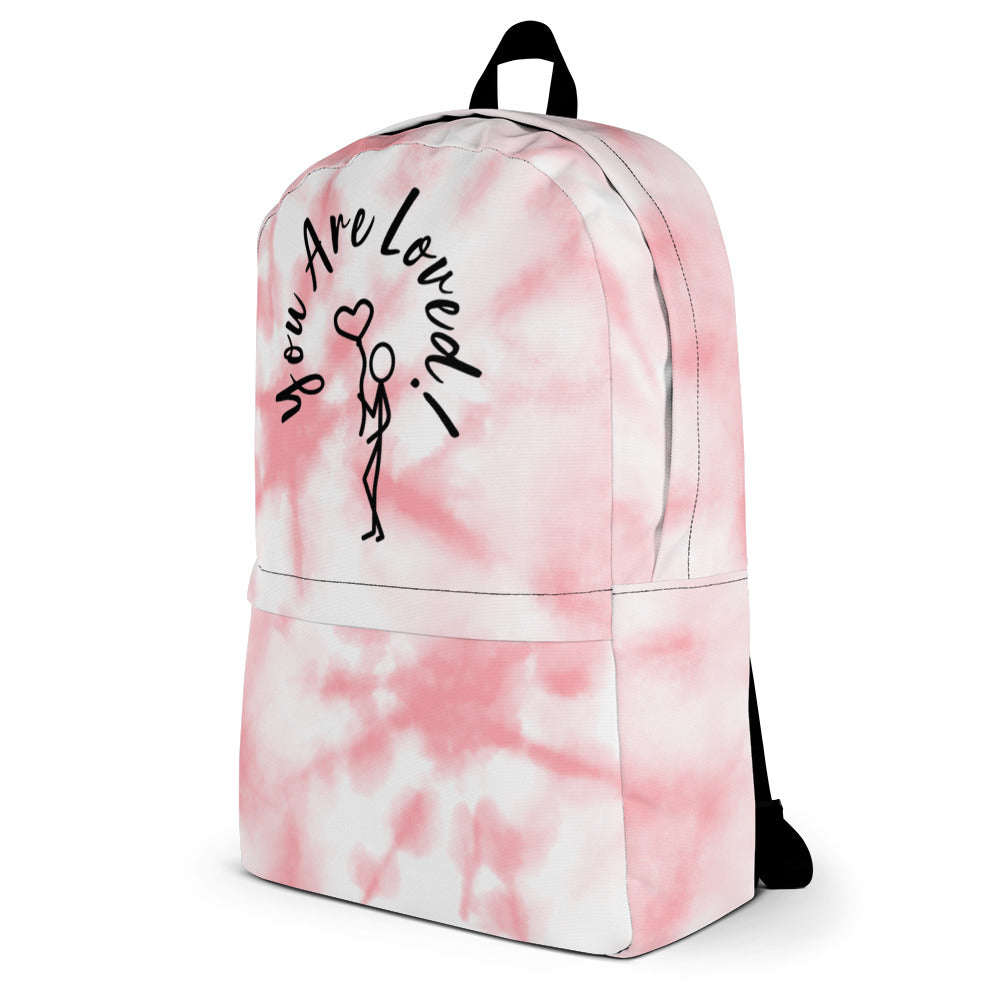 Backpack - You Are Loved - Stick Figure w/Balloon and pink dyetie