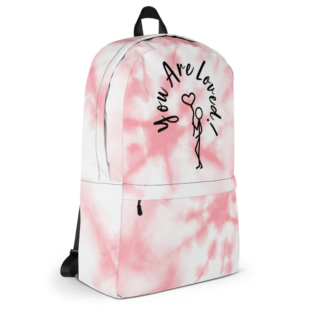 Backpack - You Are Loved - Stick Figure w/Balloon and pink dyetie