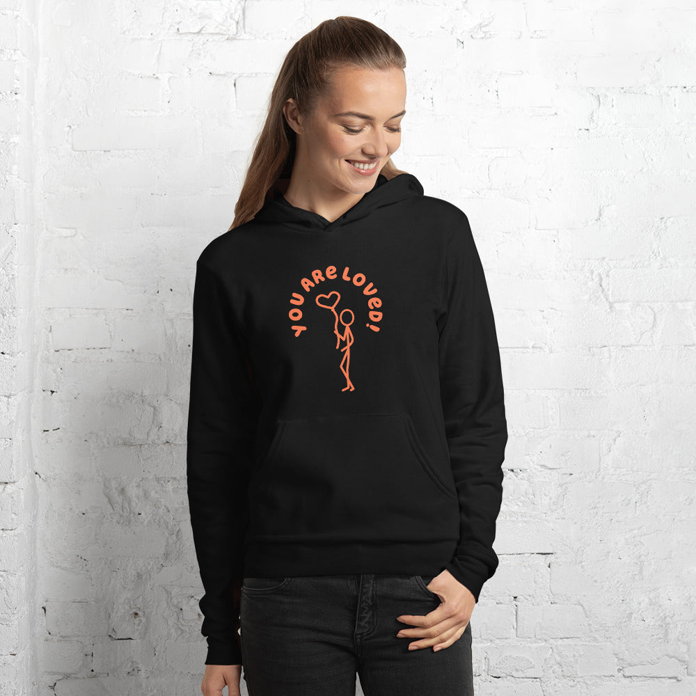 Unisex hoodie - You Are Loved - Stick Figure with Heart