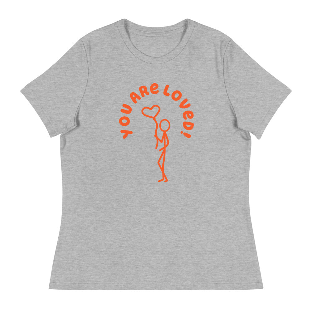 Women's Relaxed T-Shirt - You Are Loved! Stick Figure w/Heart
