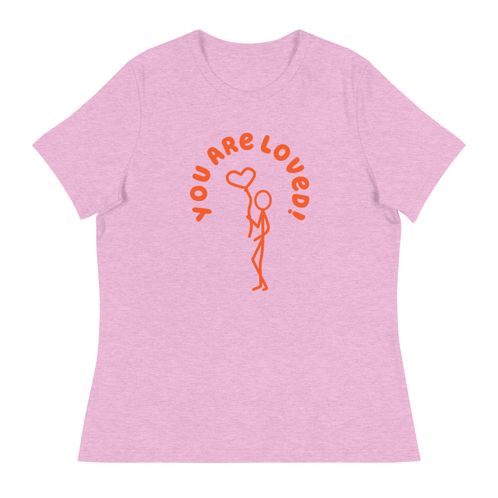 Women's Relaxed T-Shirt - You Are Loved! Stick Figure w/Heart