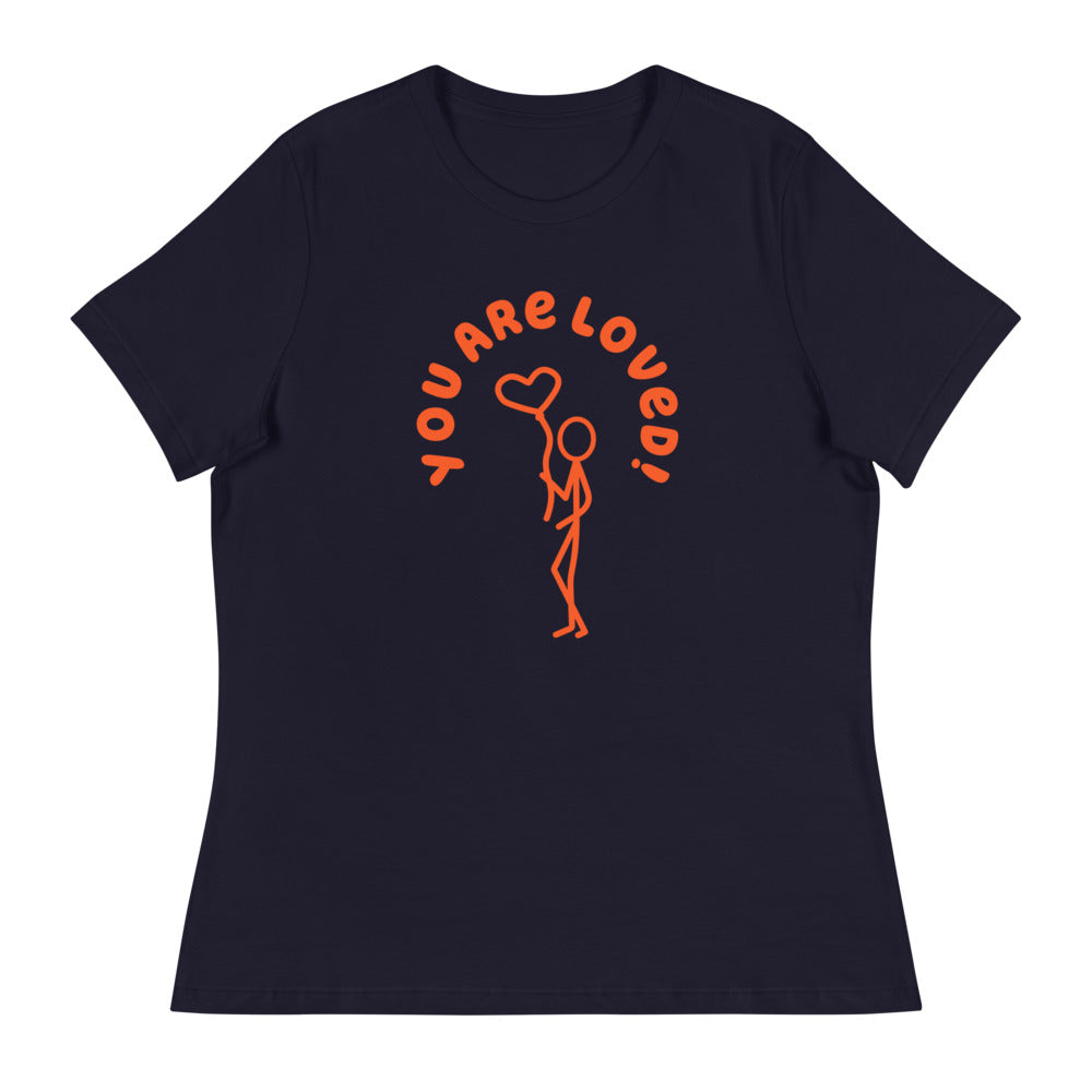 Women's Relaxed T-Shirt - You Are Loved! Stick Figure w/Heart