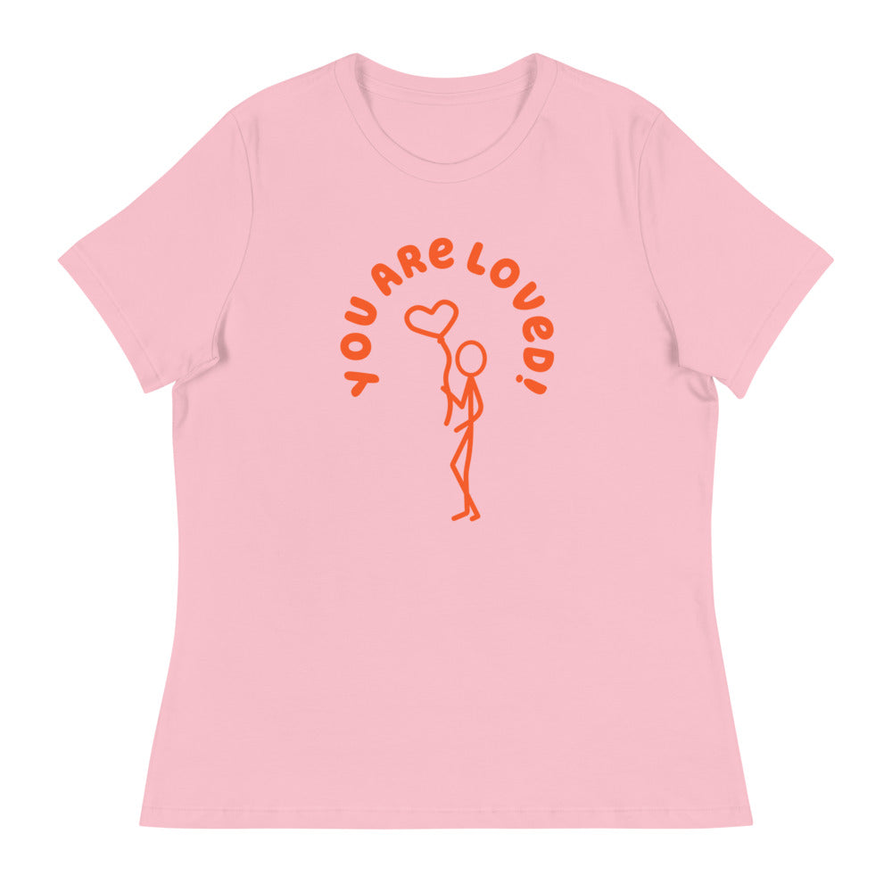 Women's Relaxed T-Shirt - You Are Loved! Stick Figure w/Heart
