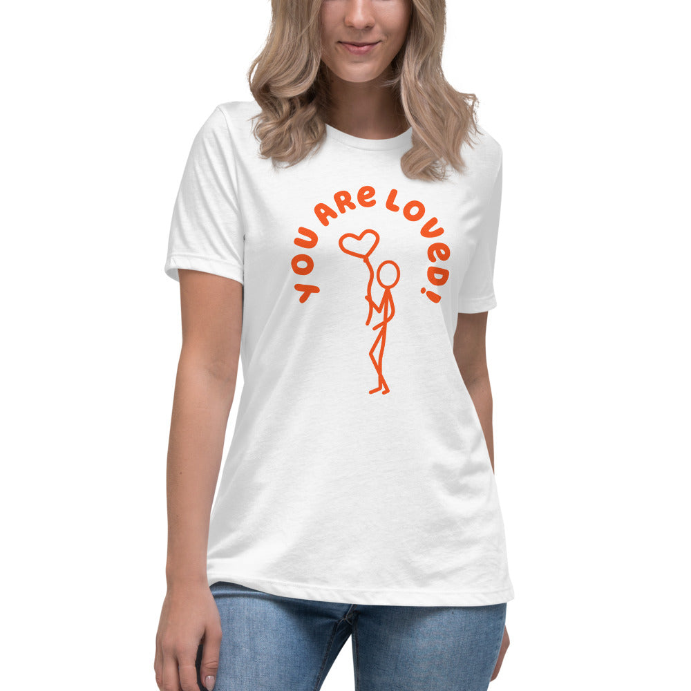 Women's Relaxed T-Shirt - You Are Loved! Stick Figure w/Heart