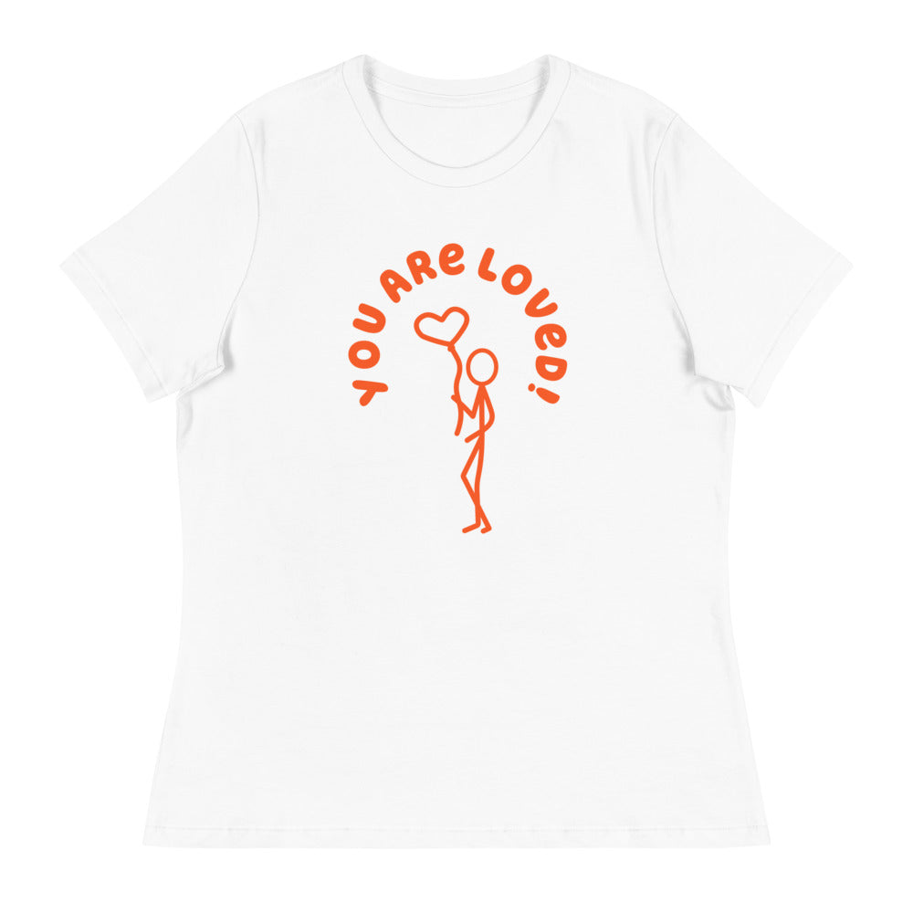 Women's Relaxed T-Shirt - You Are Loved! Stick Figure w/Heart