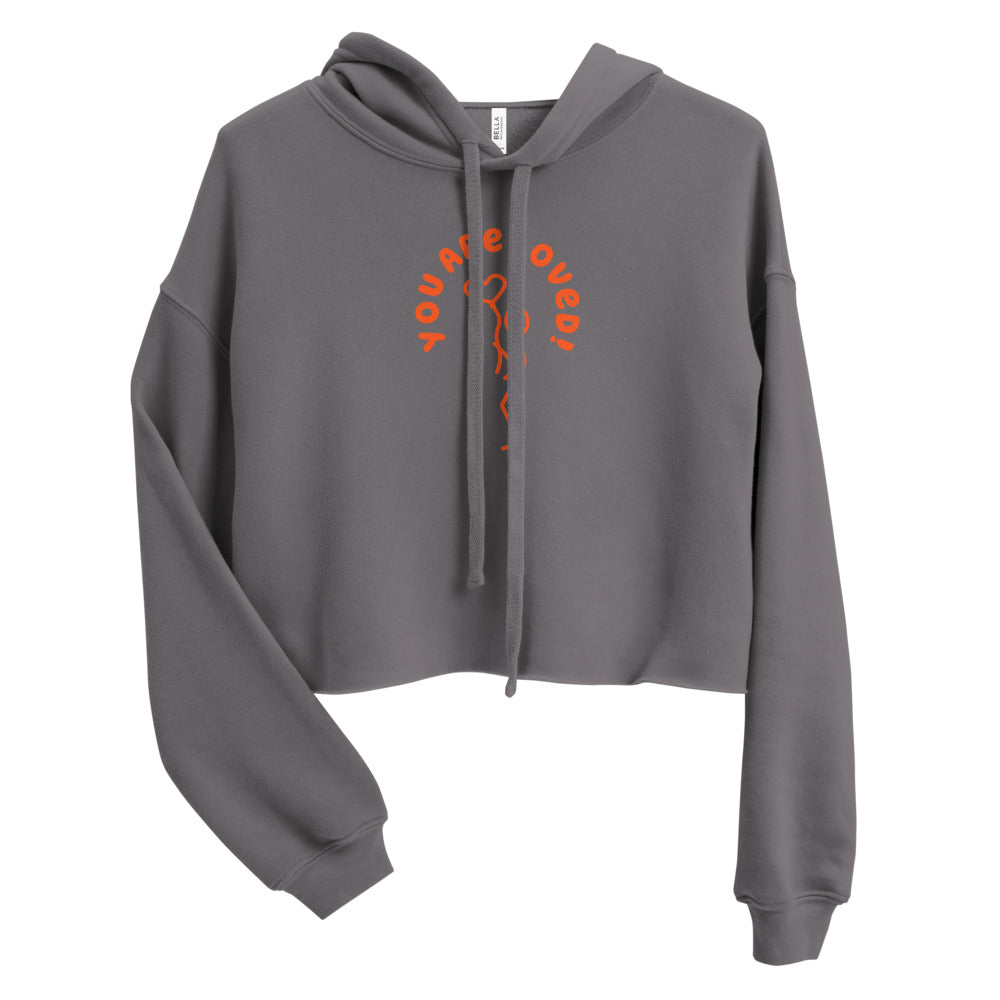 Crop Hoodie - You Are Loved - Stick Figure w/Heart